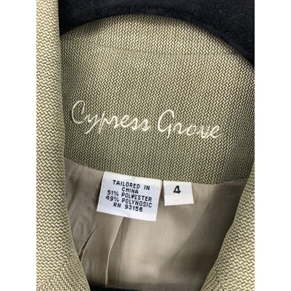 VTG Cypress Grove 2 Piece Suit Set Blazer Straight Leg Pant Womens XS Olive Tan - Picture 4 of 9